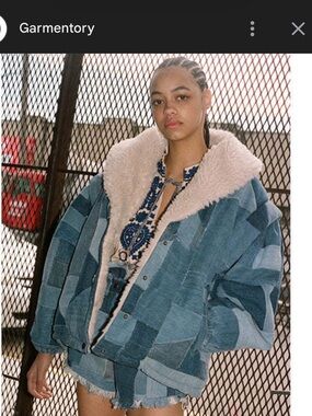 Sea NY Diego denim patchwork Sherpa jacket XS